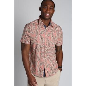 Jachs Red Leaf Print Stretch Short Sleeve Shirt NEW